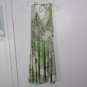 Vintage Dress Ruby Womens M Babydoll Empire Waist Y2K Halter Neck Midi Stretch